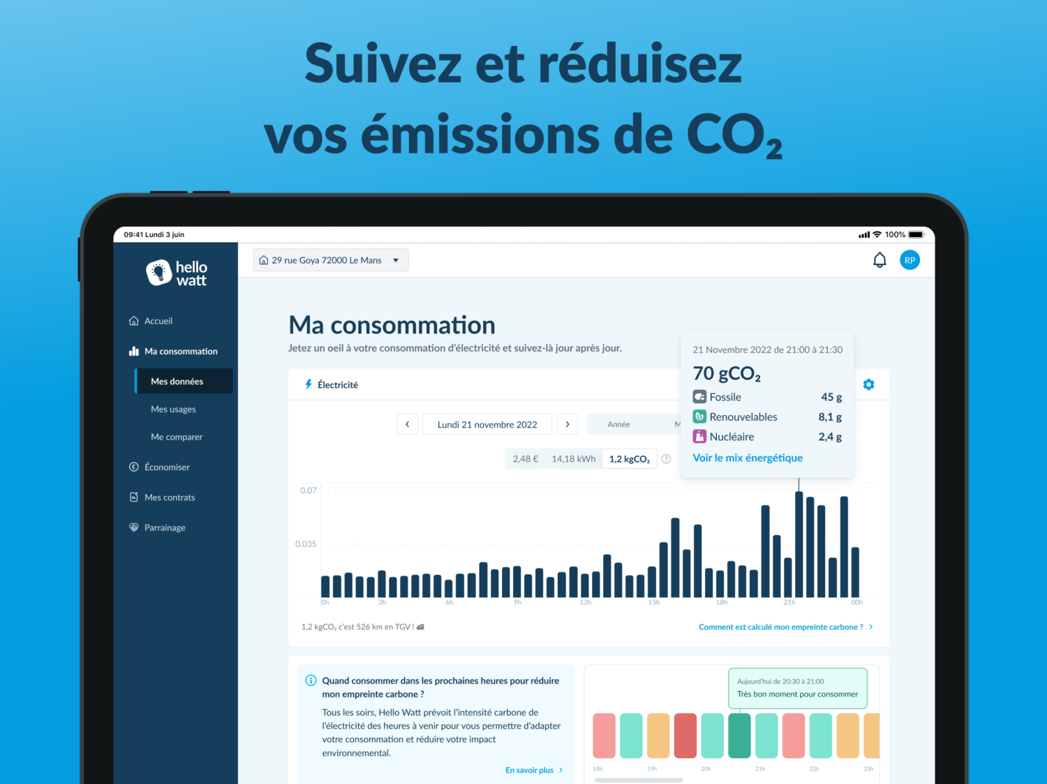 Logo de la startup Hello Watt lance une appli pour suivre le dégagement de CO2 de son logement